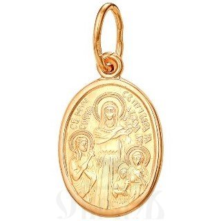 нательная икона святые мученицы вера, надежда, любовь и мать их софия, золото 585 пробы красное (артикул 25-130)