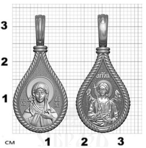 нательная икона св. мученица алла гофтская, серебро 925 проба с родированием (арт. 06.002р)