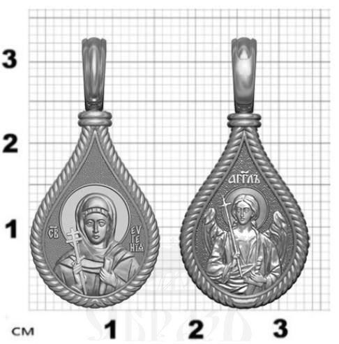нательная икона св. преподобномученица евгения римская, серебро 925 проба с платинированием (арт. 06.015р)