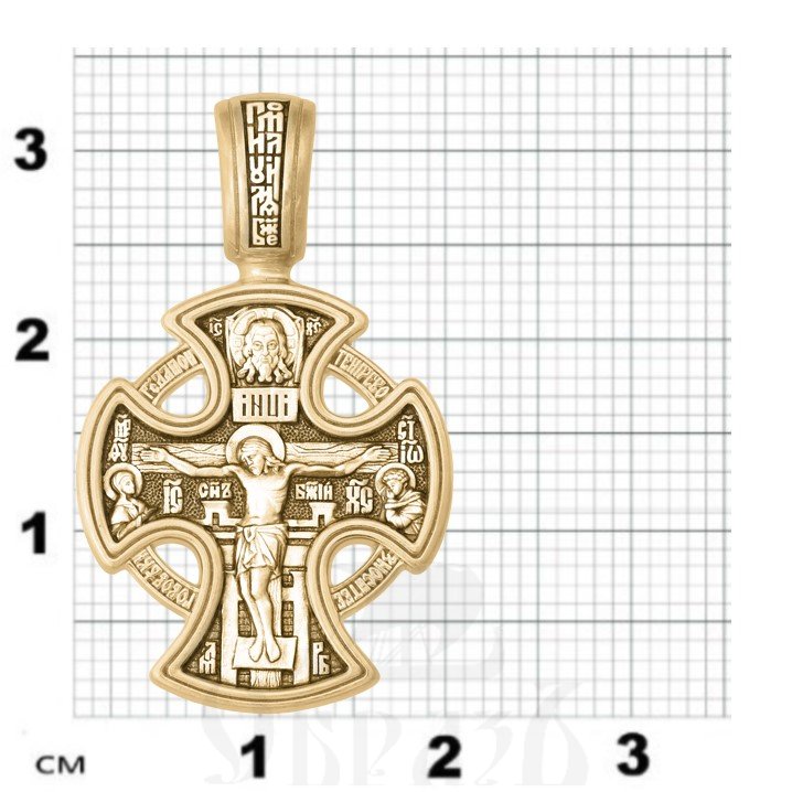 крест «распятие. ангел хранитель. казанская икона богородицы», золото 585 проба желтое (арт. 201.874)