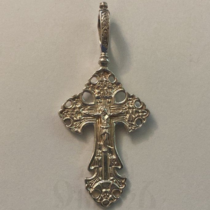крест «распятие, молитва «спаси и сохрани», серебро 925 проба (арт. 2-176-1)