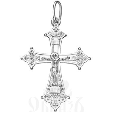 крест «распятие, молитва «спаси и сохрани», серебро 925 проба с родированием (арт. 1-244-8)