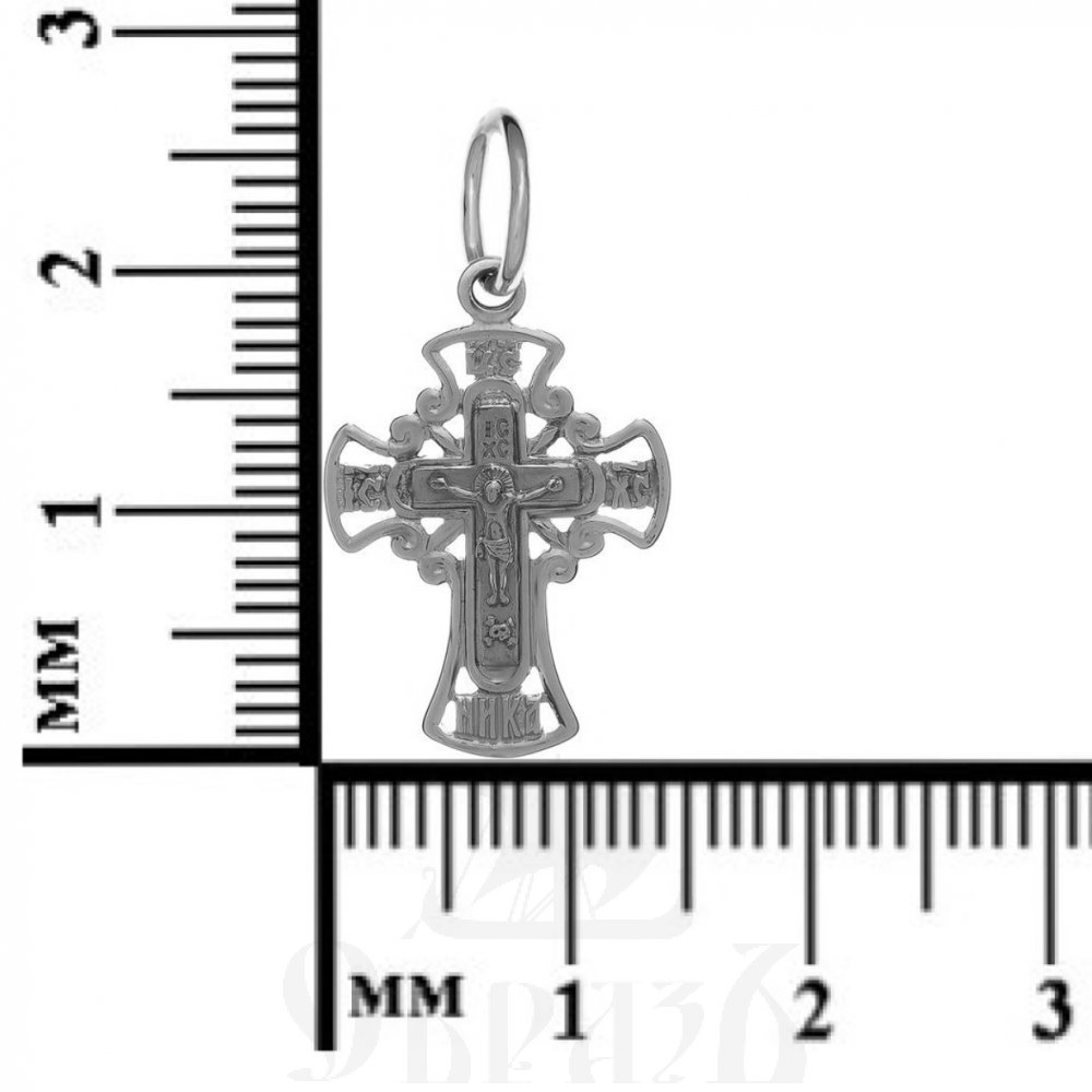 золотой крест с молитвой "спаси и сохрани", 585 проба белого цвета (арт. п10055-з5б)