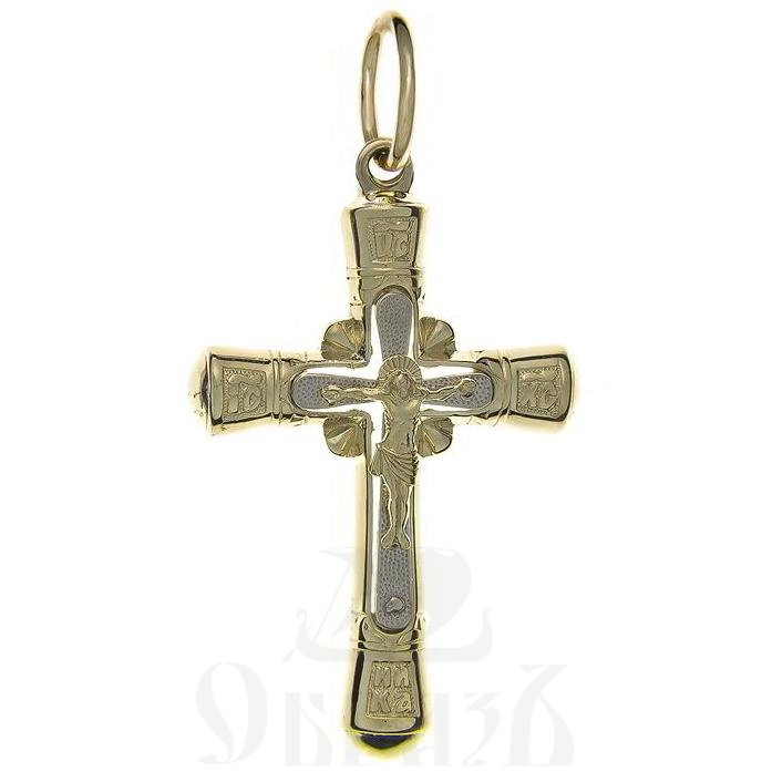 золотой крест с молитвой "спаси и сохрани", 585 проба желтого и белого цвета (арт. п30058-з5жб)
