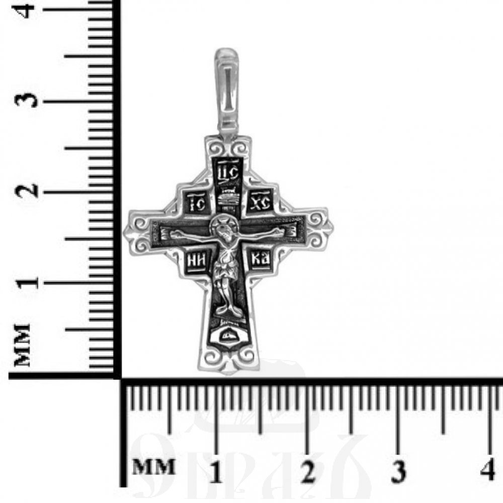 крест «распятие, молитва «да воскреснет бог», серебро 925 проба (арт. 30-299-сч)