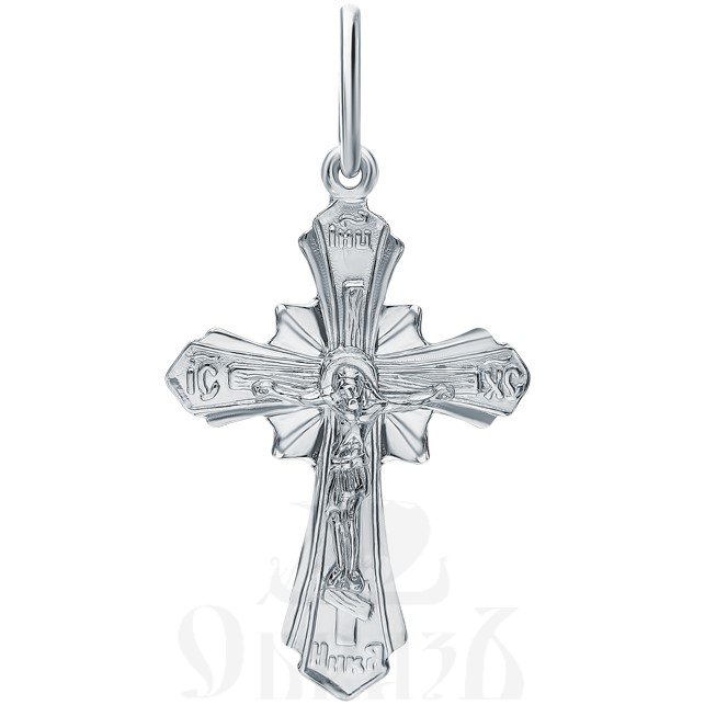 крест «распятие, молитва «спаси и сохрани», серебро 925 проба с родированием (арт. 1-078-8)