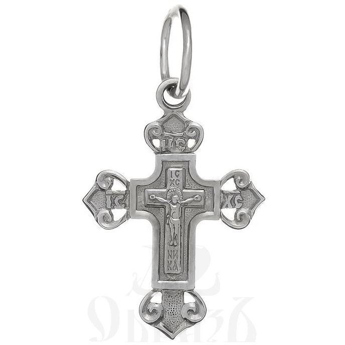 золотой крест с молитвой "спаси и сохрани", 585 проба белого цвета (арт. п10059-з5б)